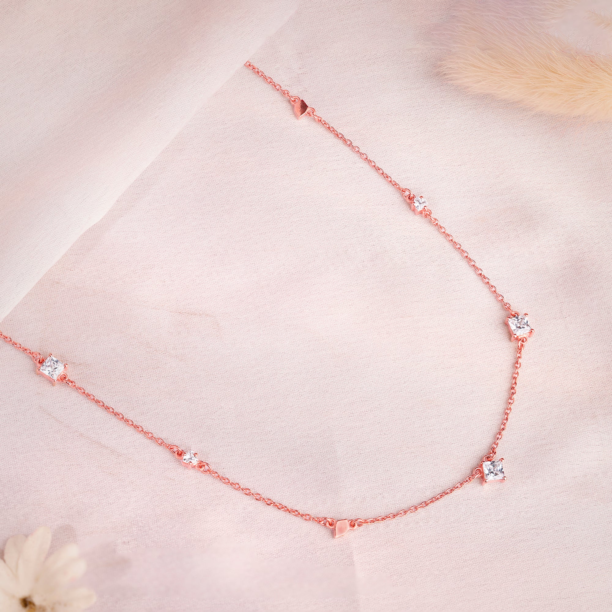 Rose Gold Gometric Charm Necklace - Image 2