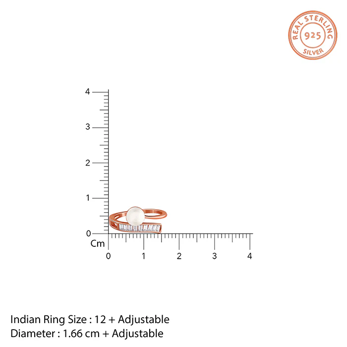 Rose Gold Grace Pearl Bypass Ring - Image 4