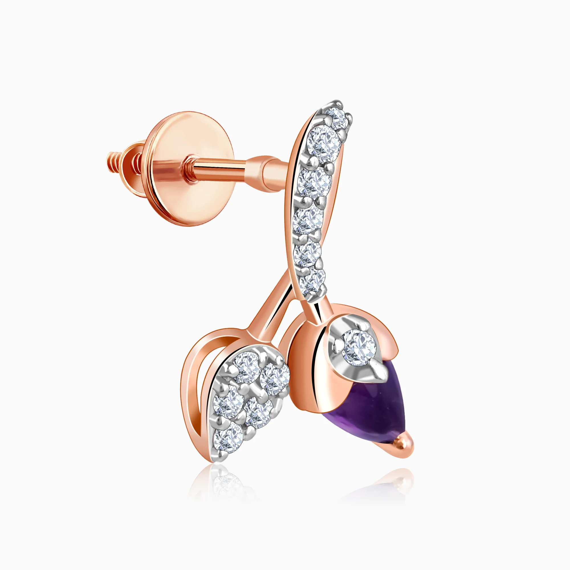 Rose Gold Gracious Tulip Lab Grown Diamond Earrings - Image 4