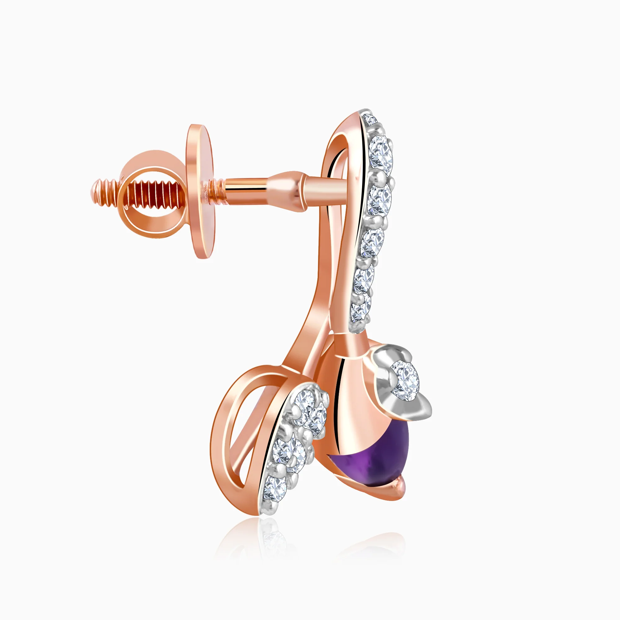 Rose Gold Gracious Tulip Lab Grown Diamond Earrings - Image 5