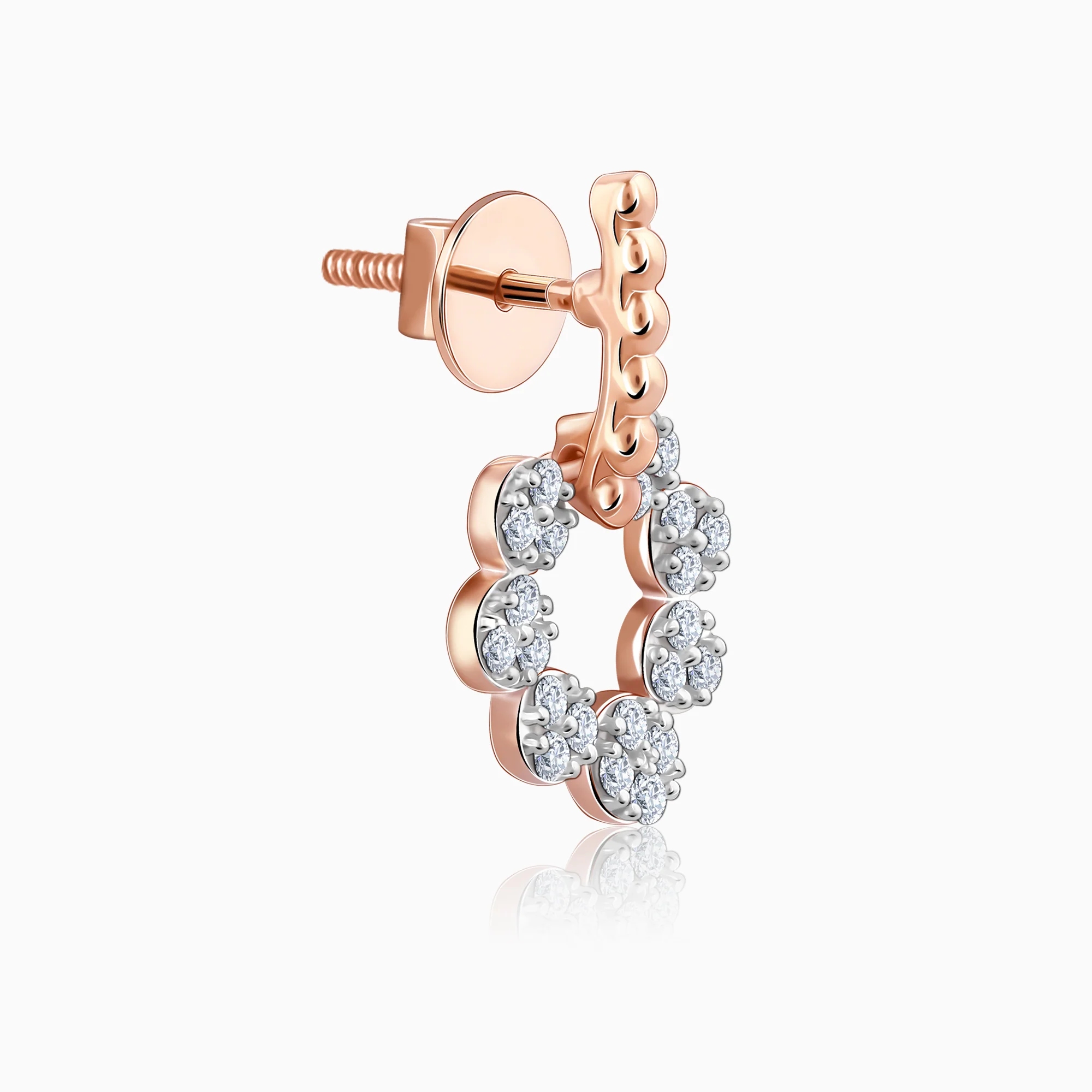 Rose Gold Halo Diamond Earrings - Image 4