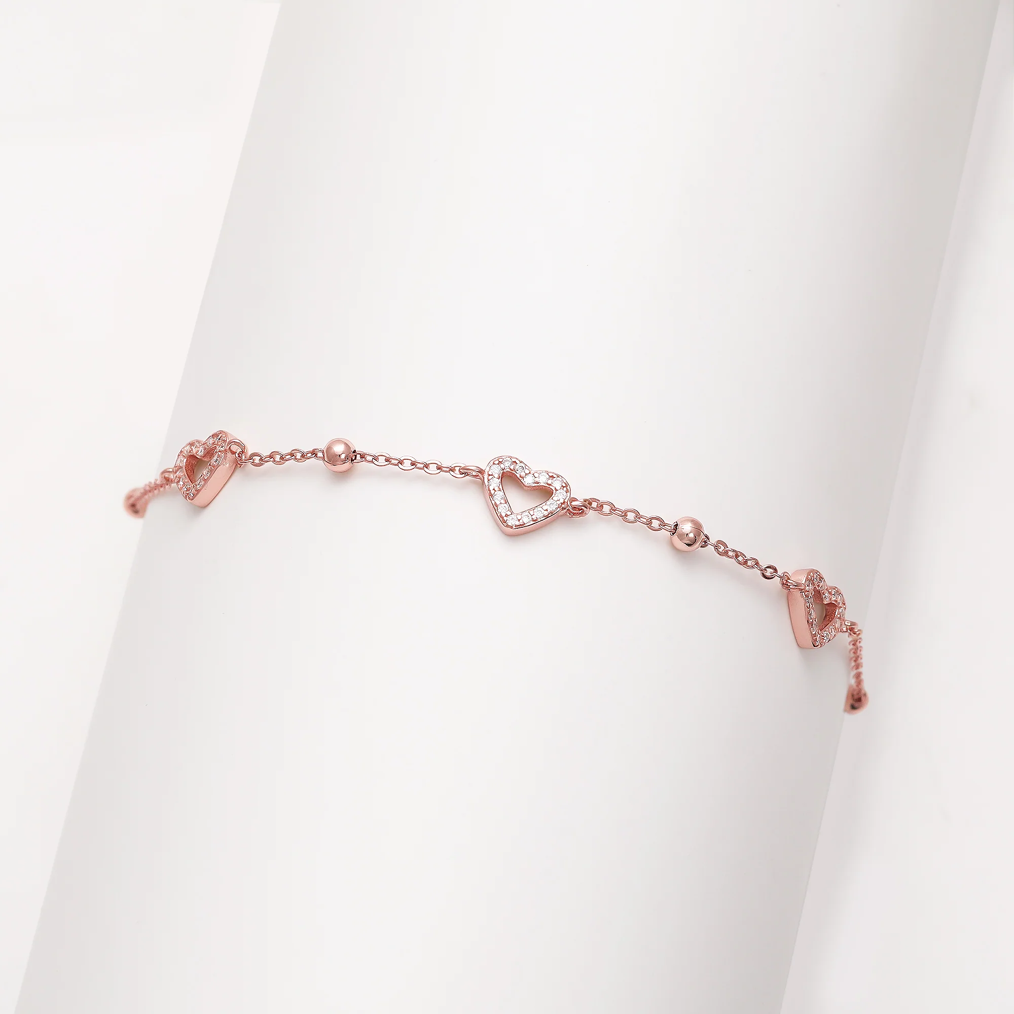 Rose Gold Halo Heart Bracelet - Image 2