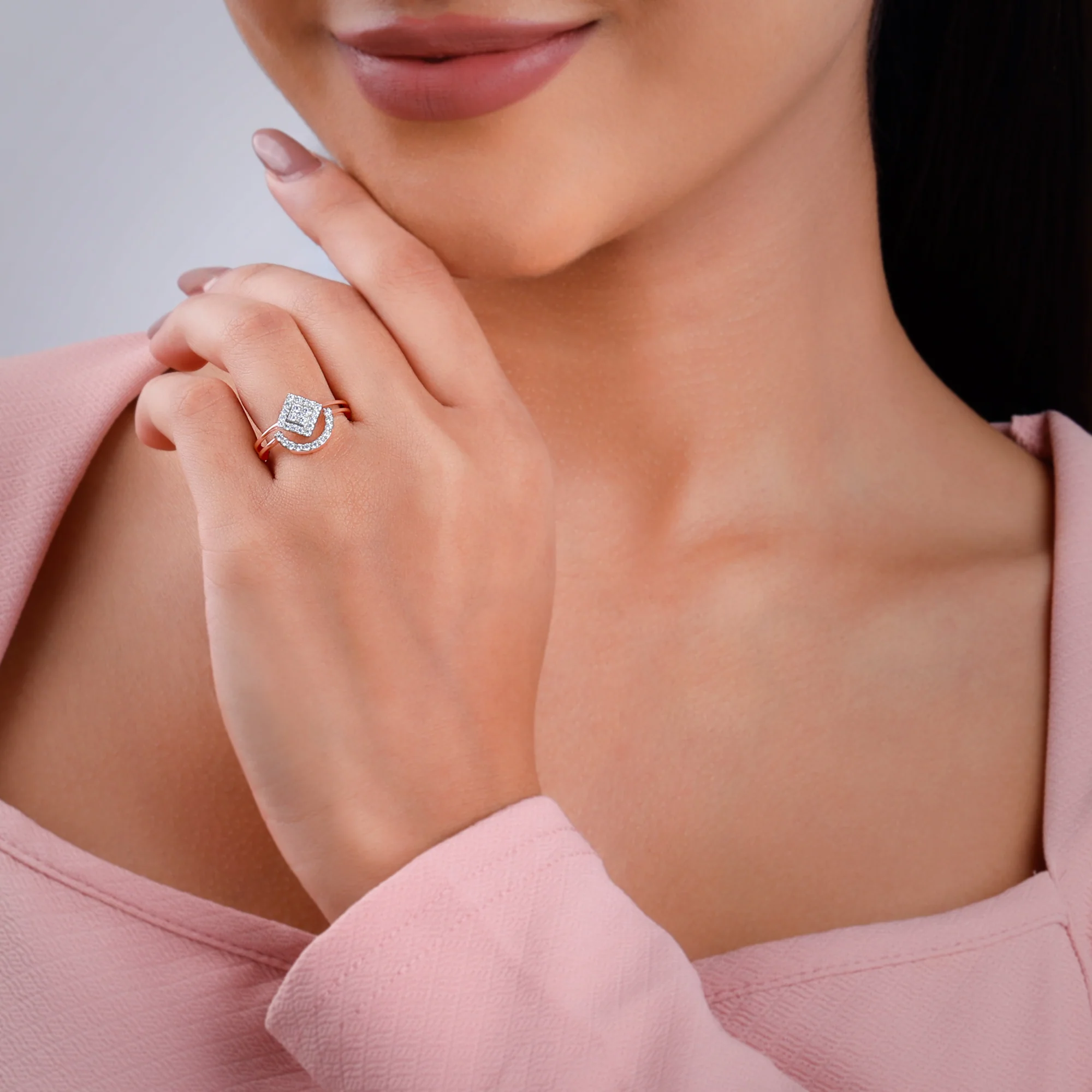 Rose Gold Halo Prism Lab Grown Diamond Ring - Image 3