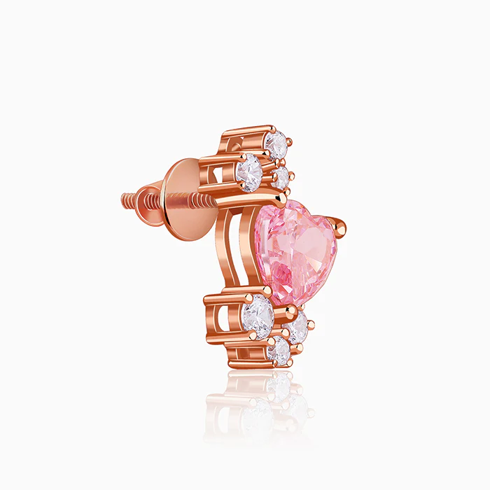Rose Gold Heart Beat Earrings - Image 4