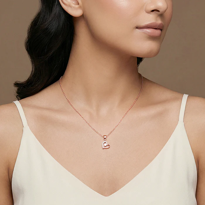 Rose Gold Heart Glow Pendant with Link Chain - Image 3