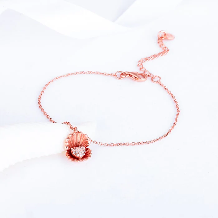 Rose Gold Heart in Seashell Bracelet - Image 2