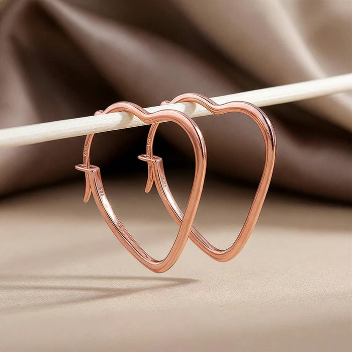 Rose Gold Heart It Hoop Earrings - Image 2