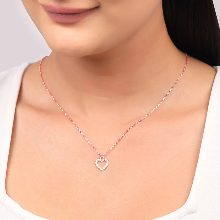 Rose Gold Heart Pendant With Link Chain - Image 3