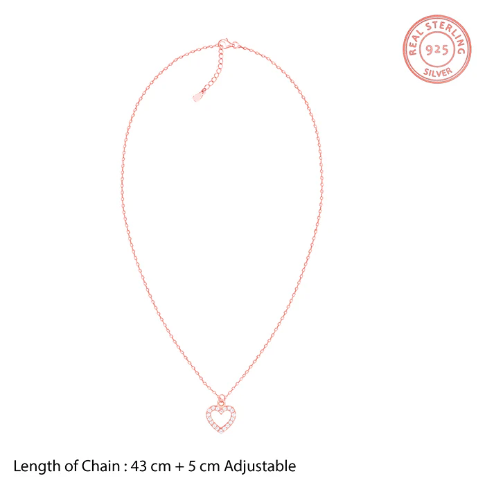 Rose Gold Heart Pendant With Link Chain - Image 6