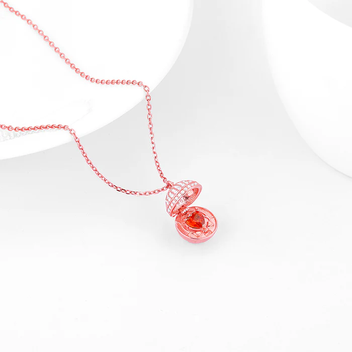 Rose Gold Heart Treasures Pendant With Link Chain - Image 4