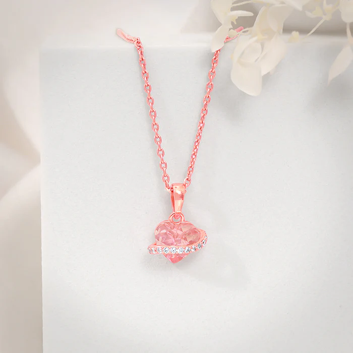 Rose Gold Heartlet Glow Pendant With Link Chain - Image 2