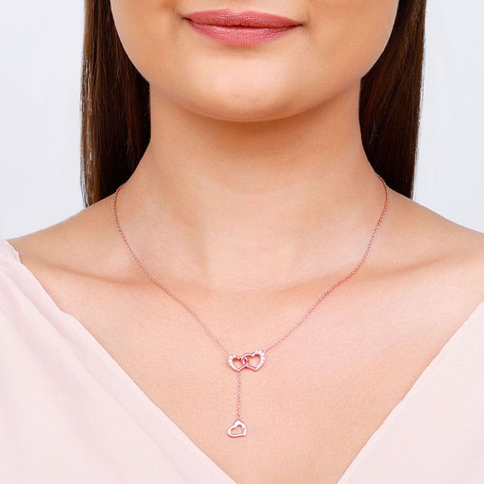 Rose Gold Hearts Dripping with Love Necklace - Image 3