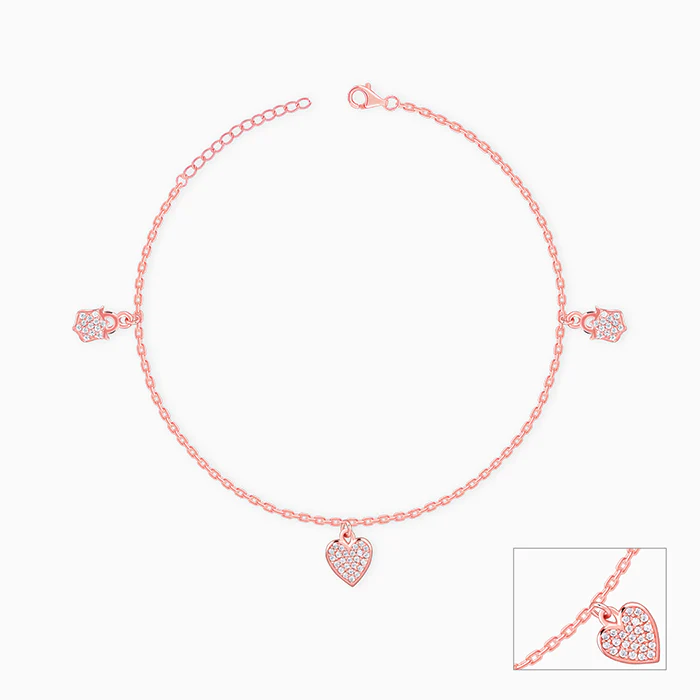 Rose Gold Hearty Anklet - Image 3
