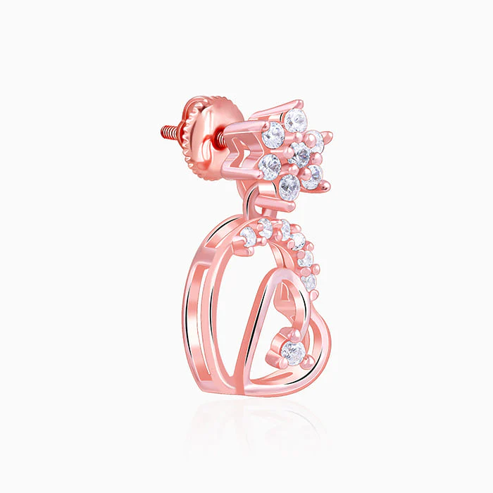 Rose Gold Hearty Sparkles Earrings - Image 4