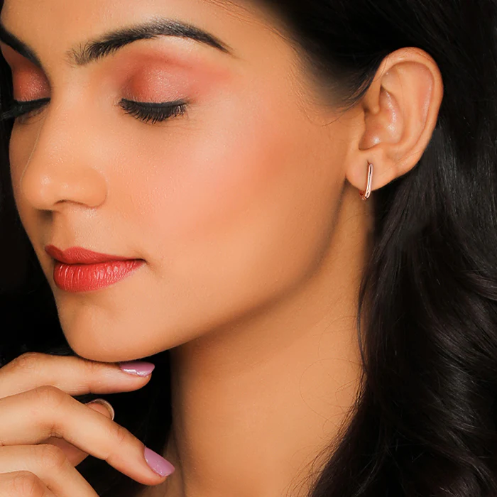 Rose Gold Loopy Hoop Earrings - Image 3