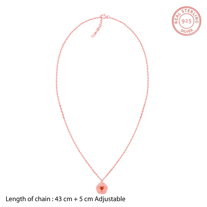 Rose Gold I Love You Floral Pendant With Link Chain - Image 7