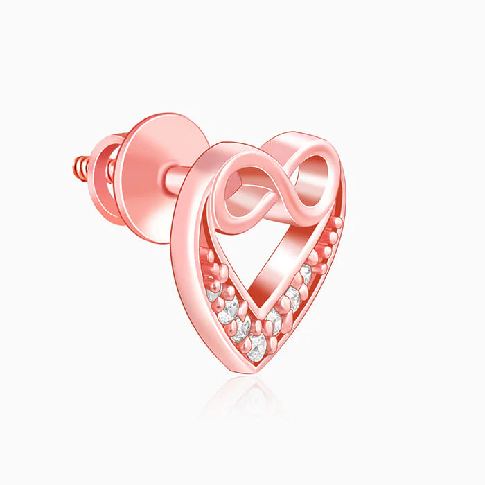 Rose Gold Infinite Love In Heart Earrings - Image 4