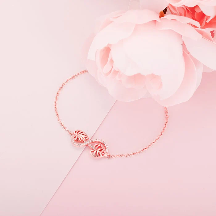 Rose Gold Intertwined Leaves Bracelet - Image 2