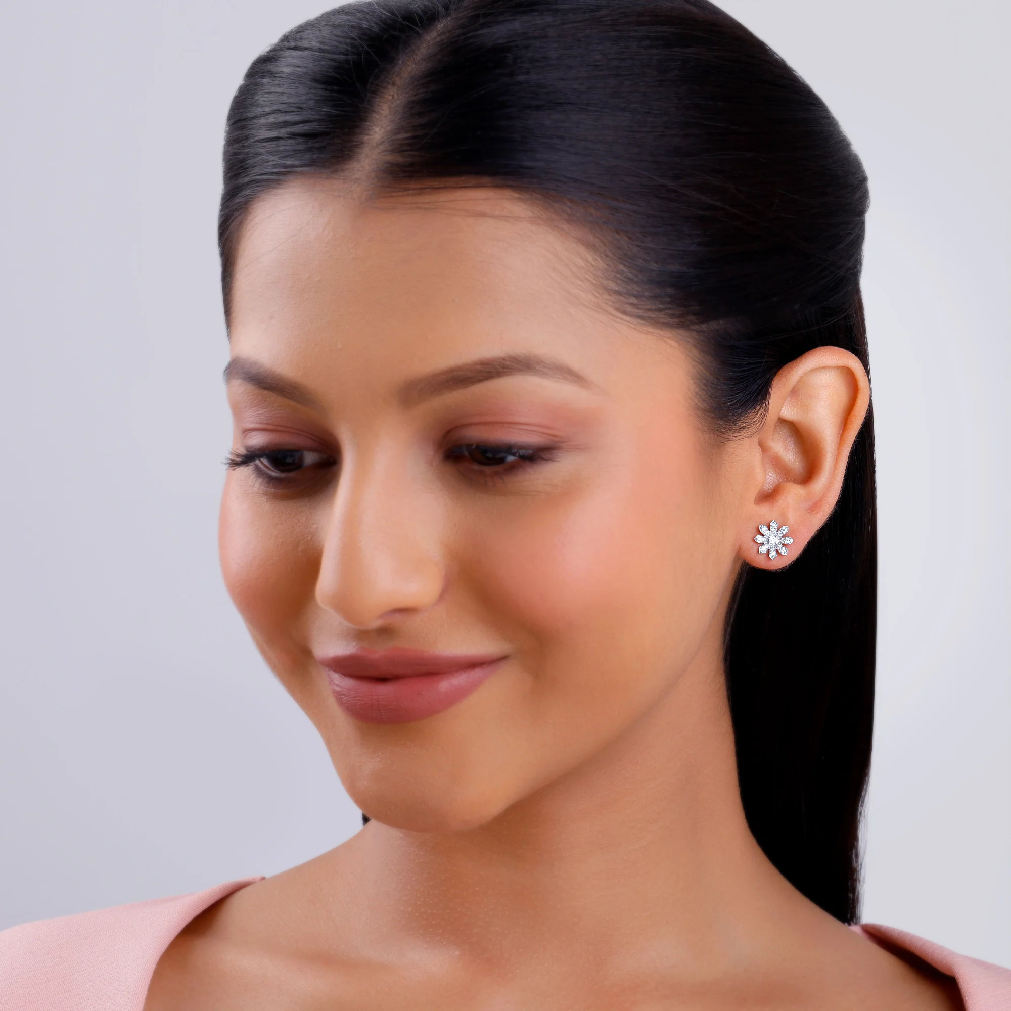 Rose Gold Jasmine Lab Grown Diamond Earrings - Image 3