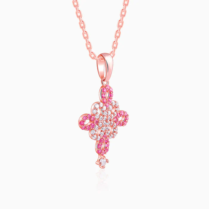 Rose Gold Jolie Flower Pendant With Link Chain - Image 4