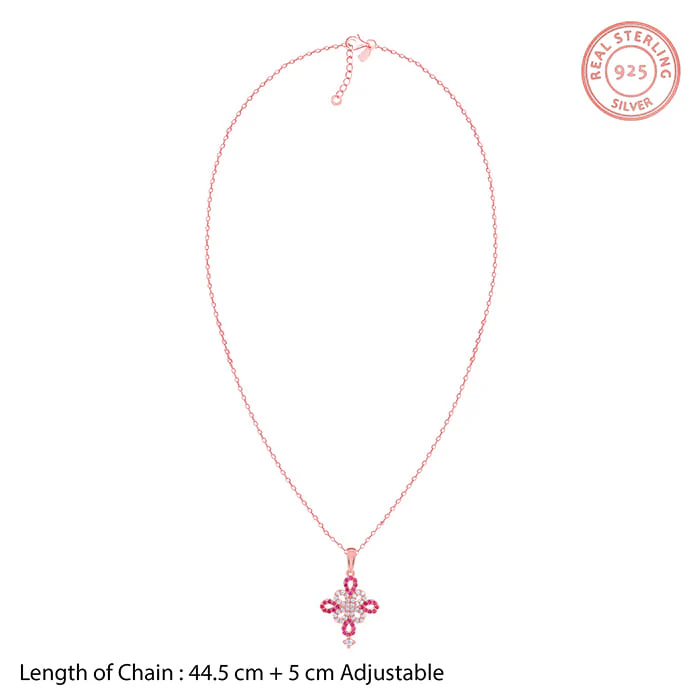 Rose Gold Jolie Flower Pendant With Link Chain - Image 6