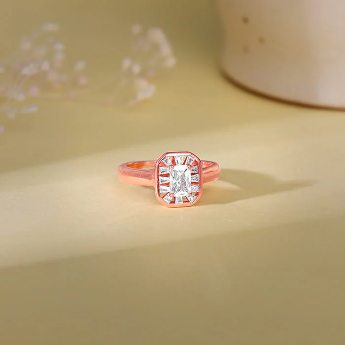 Rose Gold Joyful Square Ring - Image 2