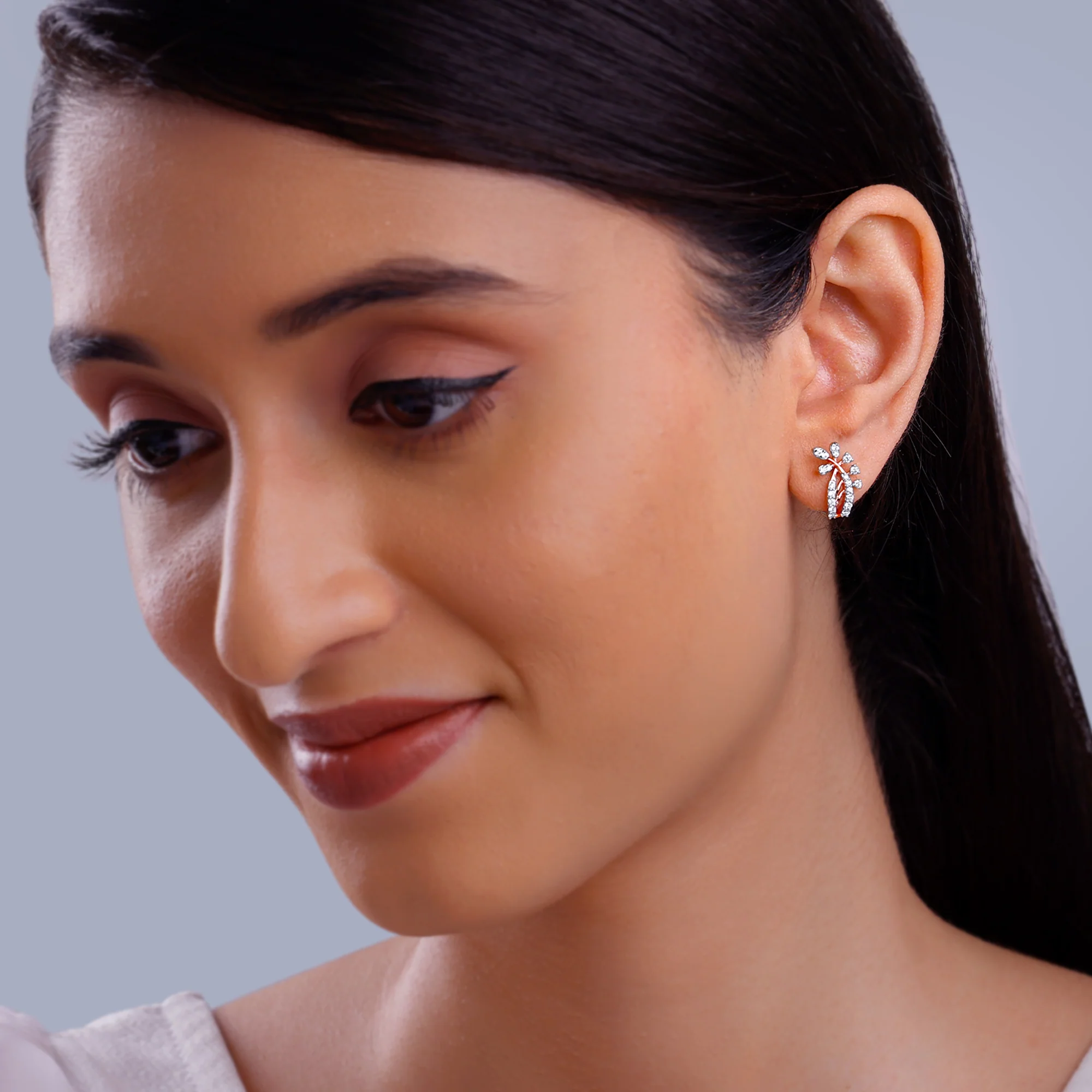 Rose Gold Juno J-hoop Lab Grown Diamond Earrings - Image 3