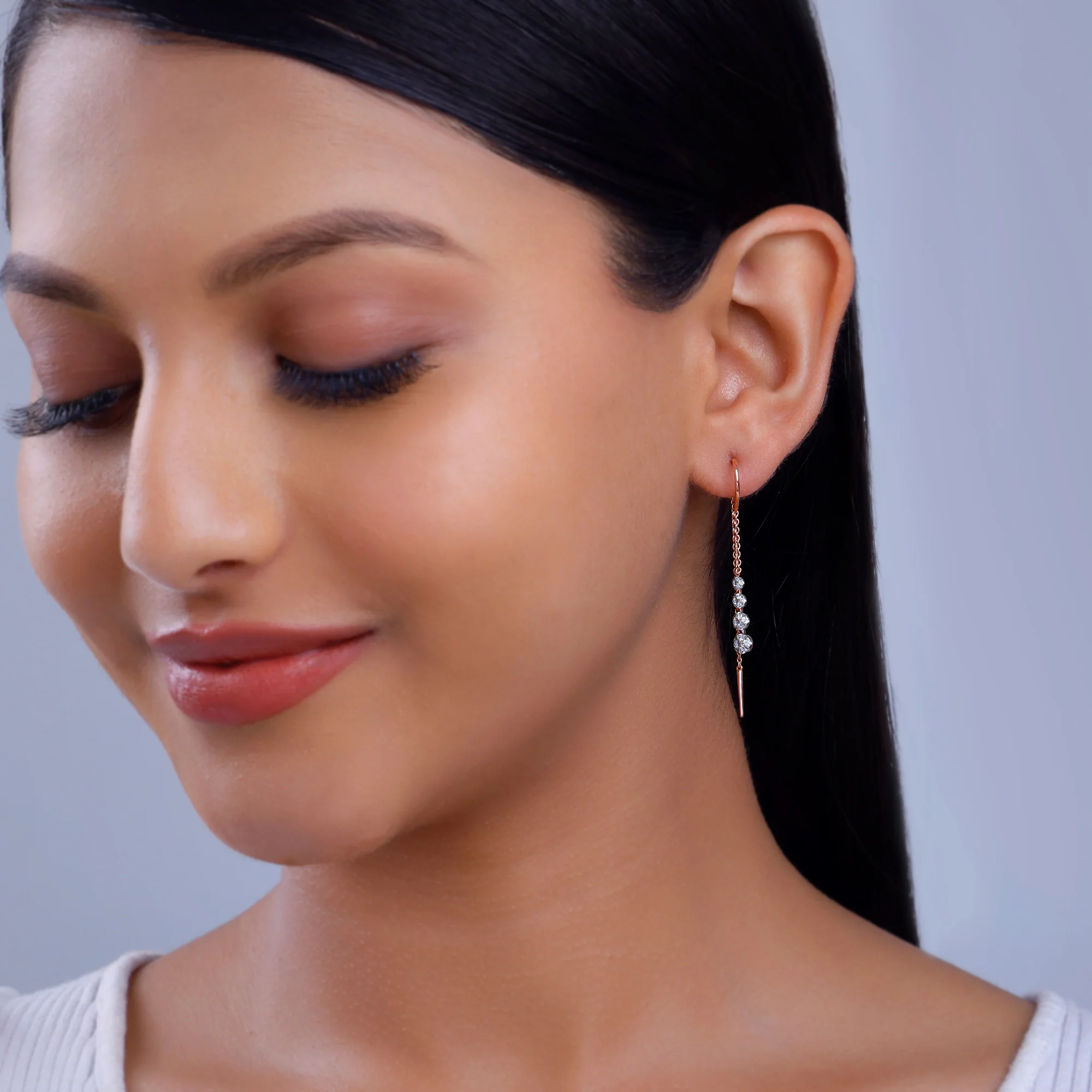 Rose Gold Kiran Sui Dhaaga Lab Grown Diamond Earrings - Image 3