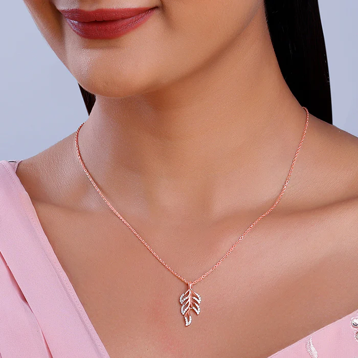 Rose Gold Komal Pankh Pendant With Link Chain - Image 3