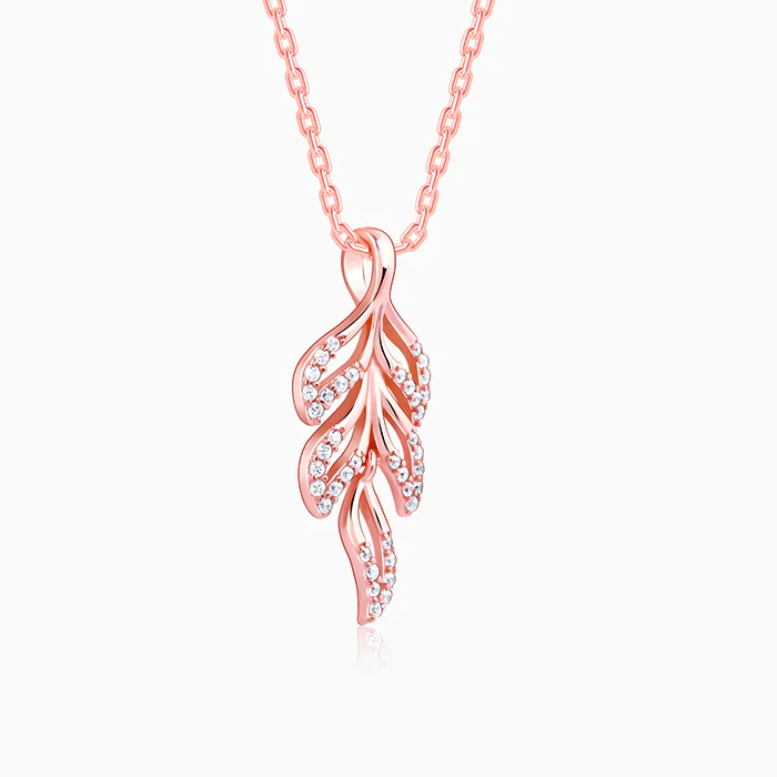 Rose Gold Komal Pankh Pendant With Link Chain - Image 4