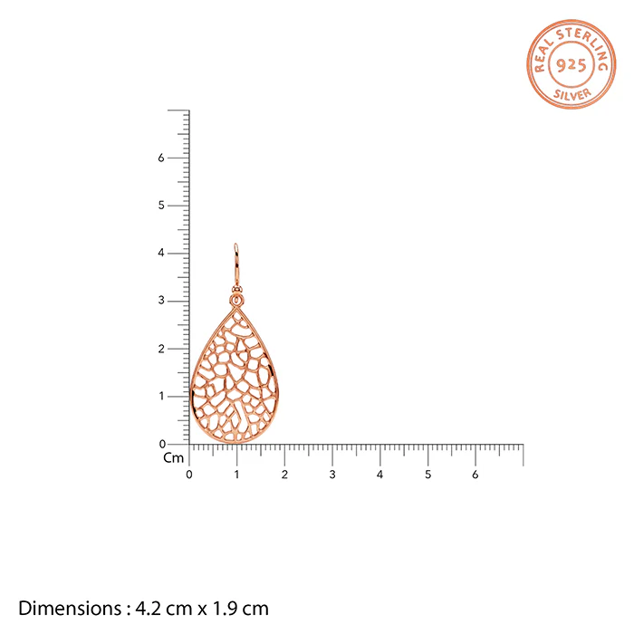 Rose Gold Lattice Teardrop Filigree Earrings - Image 5