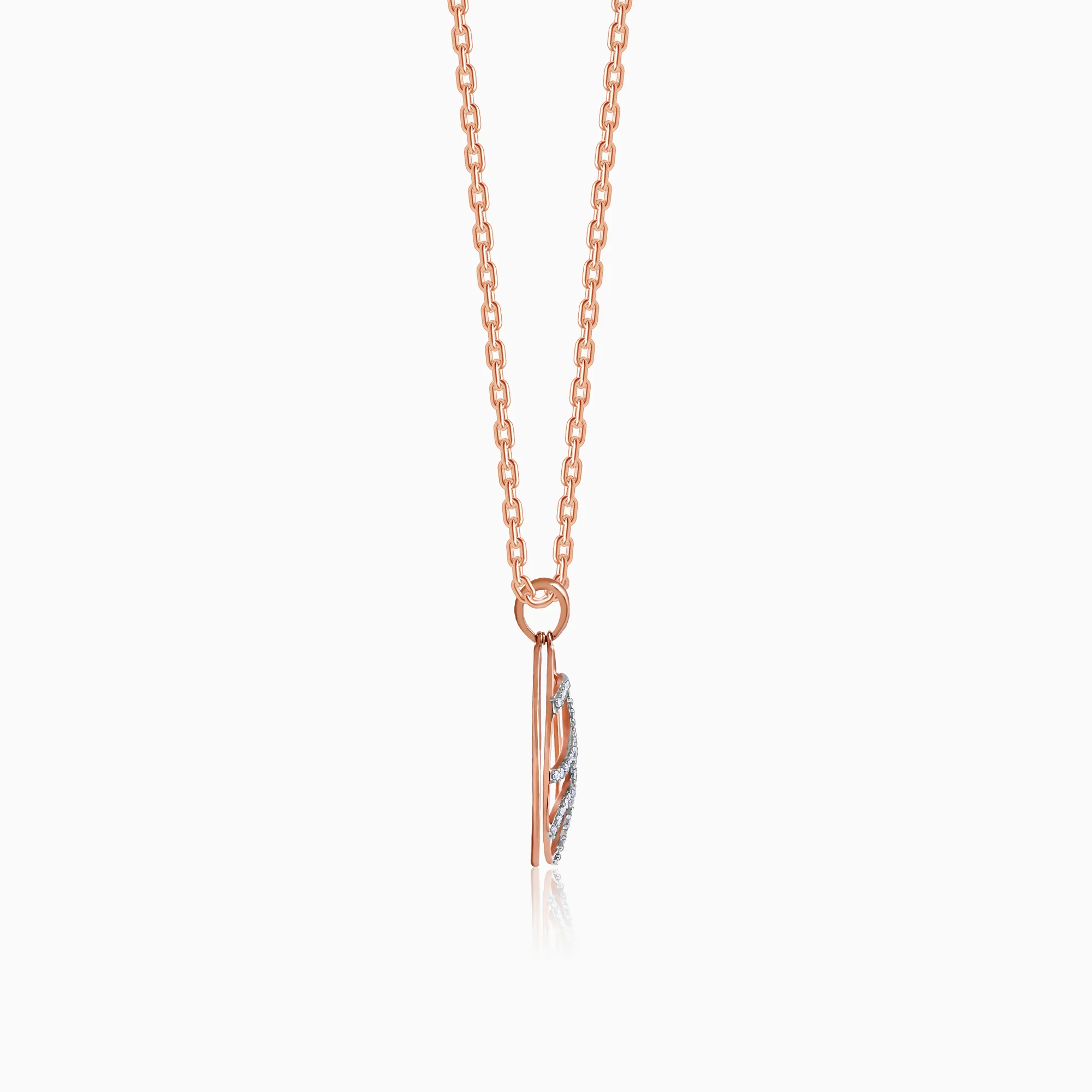Rose Gold Leaf Drop Lab Grown Diamond Pendant - Image 5