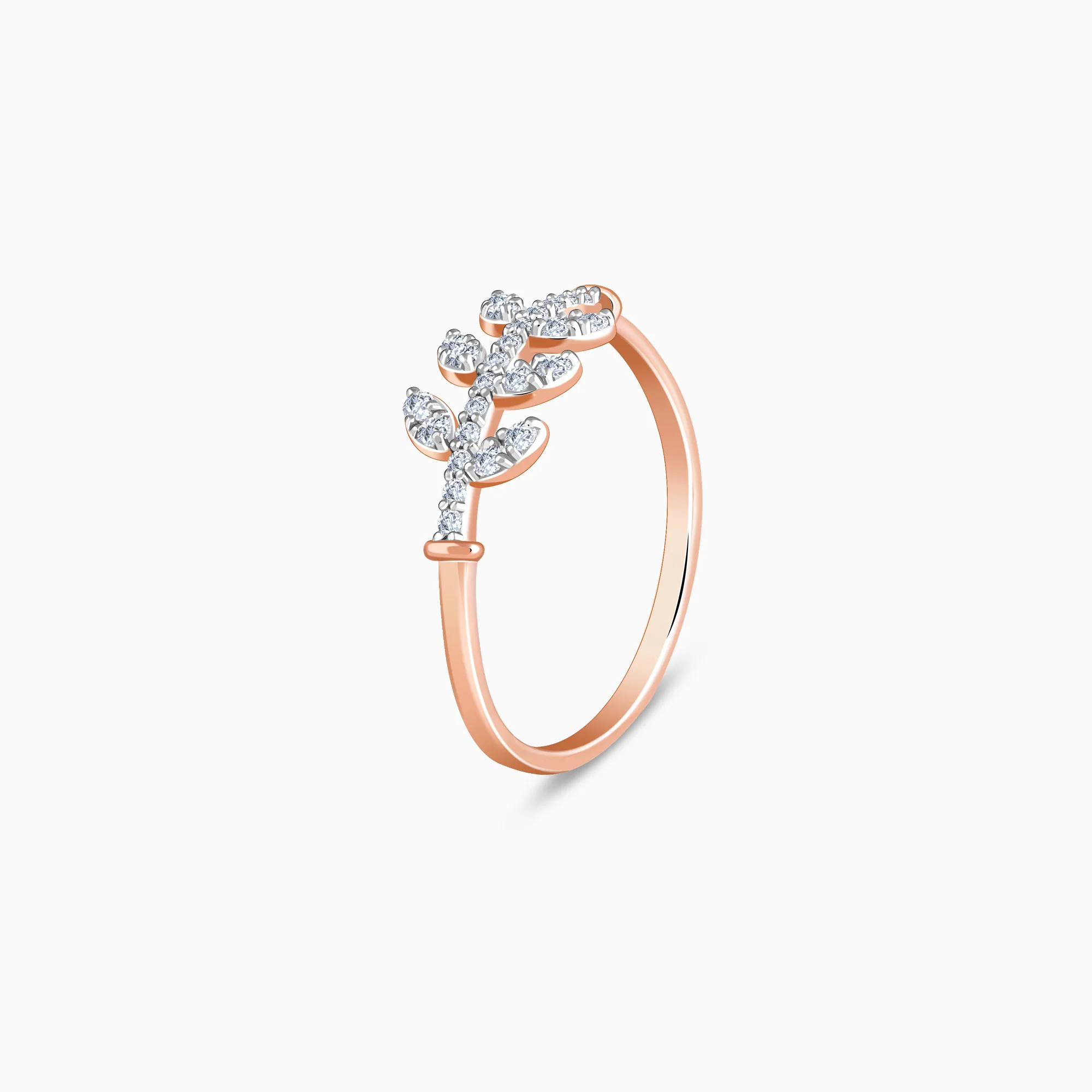 Rose Gold Leafline Lab Grown Dimond Ring - Image 4