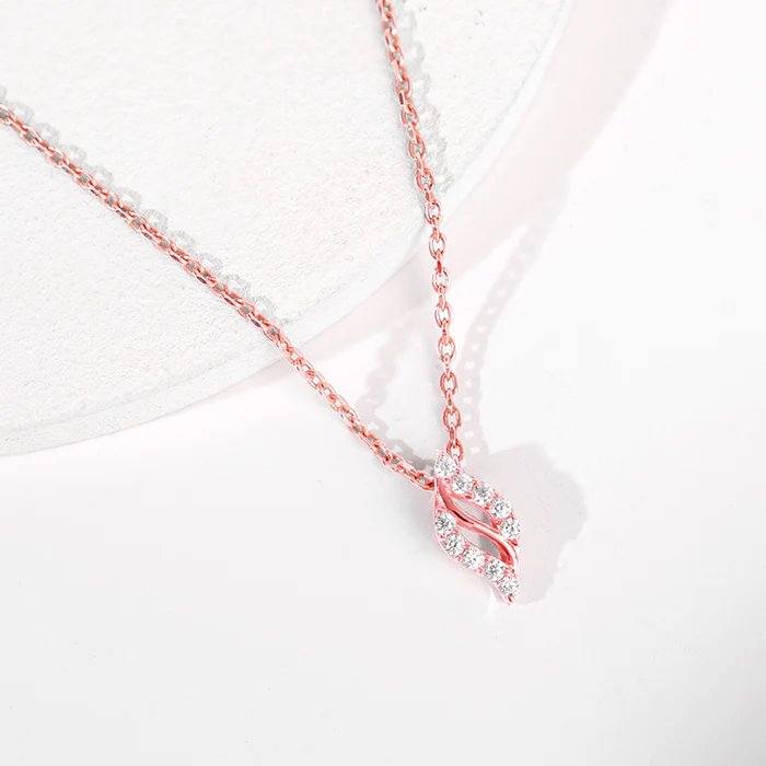 Rose Gold Leafy Hug Pendant With Link Chain - Image 2