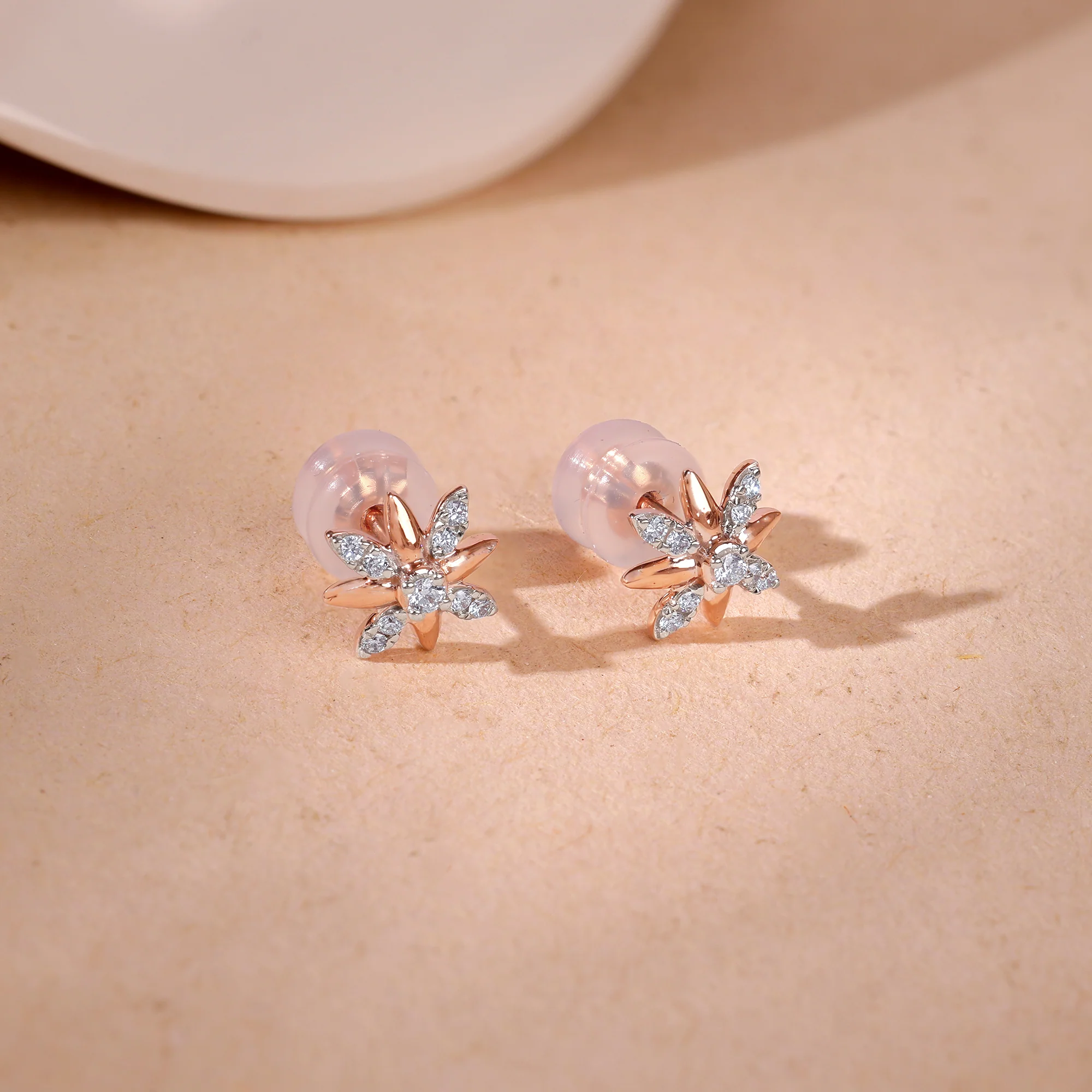 Rose Gold Lily Lab Grown Diamond Stud Earrings - Image 2