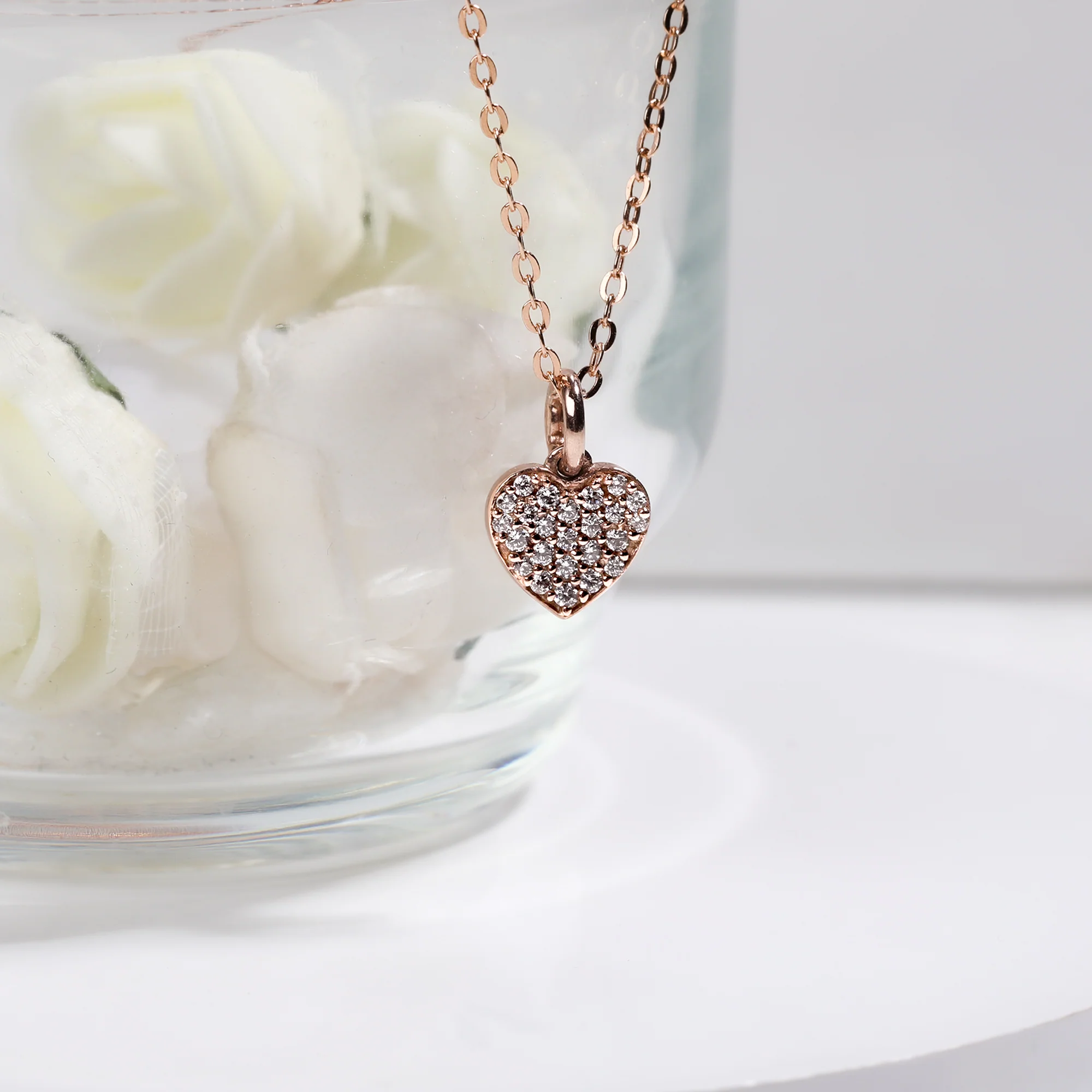 Rose Gold Little Heart Pendant With Link Chain - Image 3
