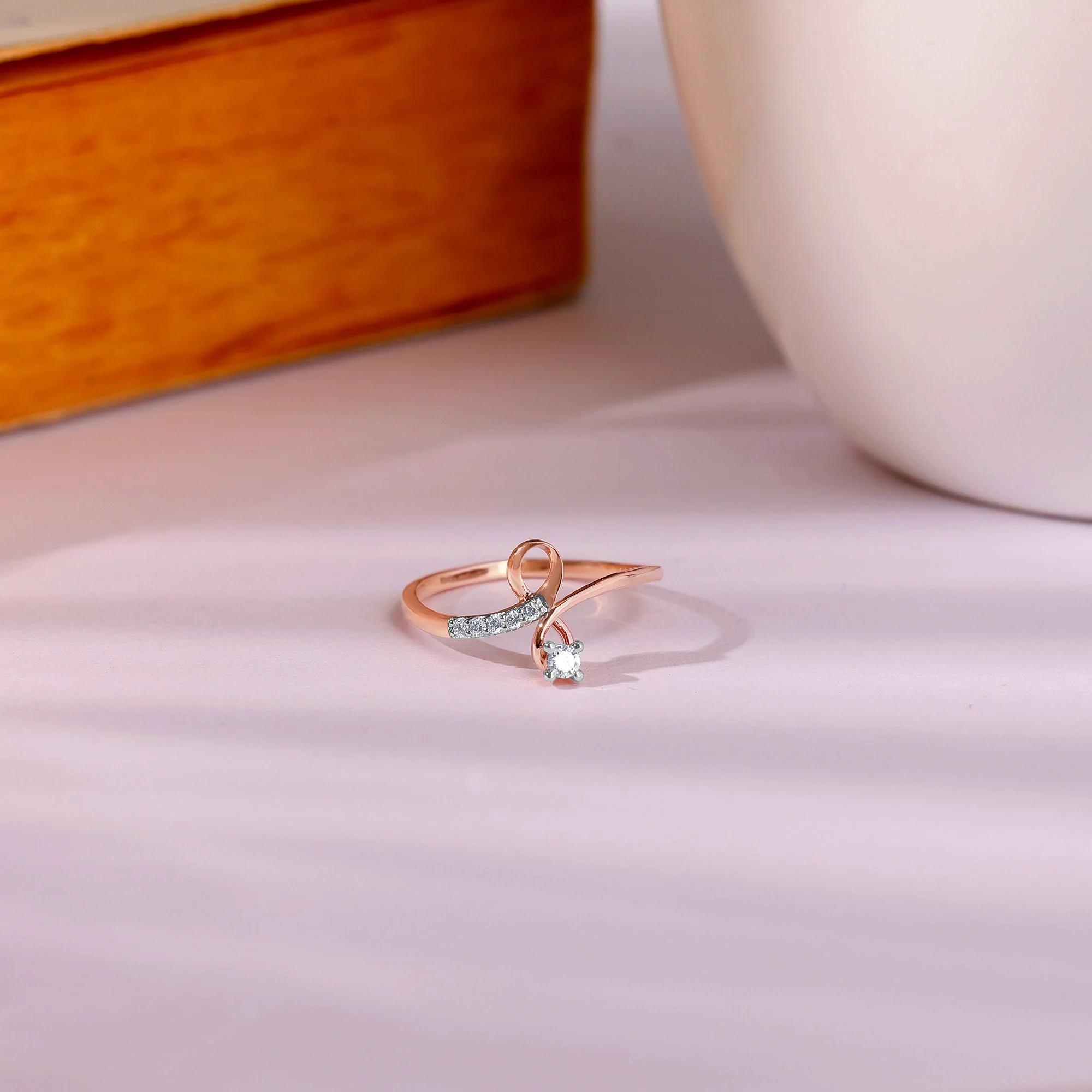 Rose Gold Looped Diamond Ring - Image 2