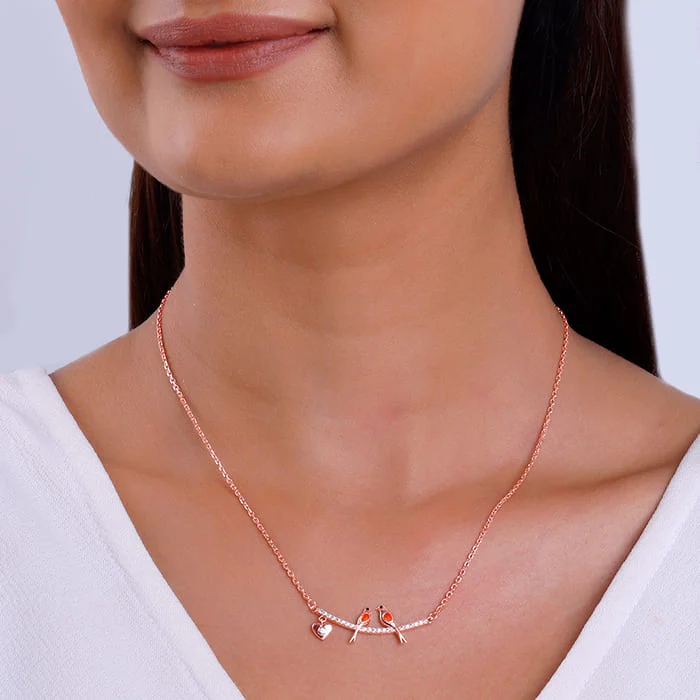 Rose Gold Love Bird Necklace - Image 3