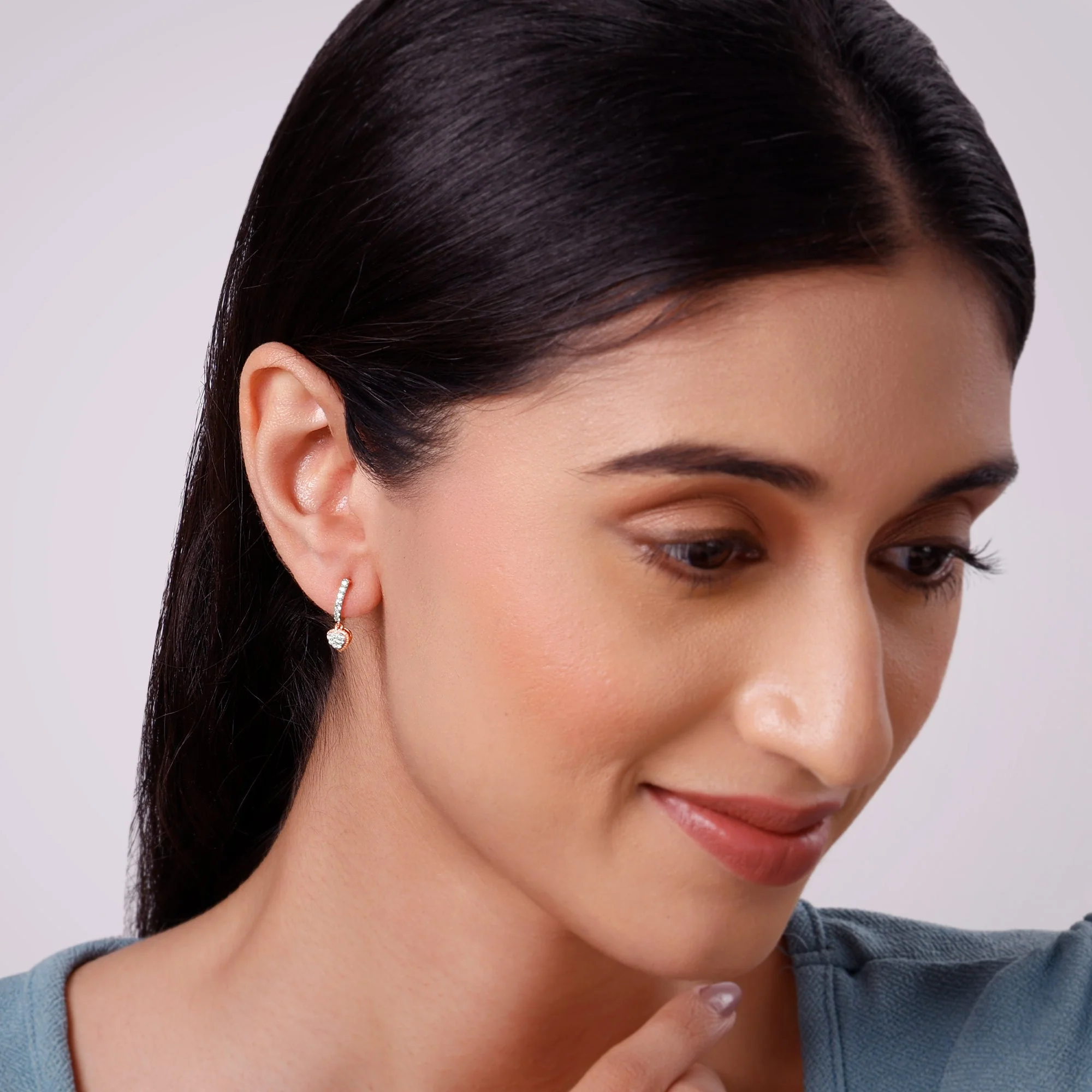 Rose Gold Love Dose Lab Grown Diamond Hoop Earrings - Image 3