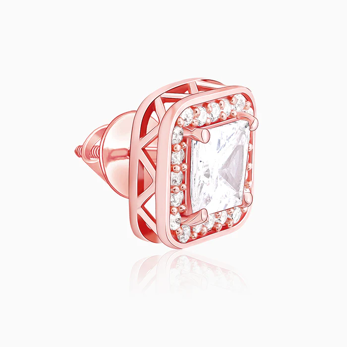 Rose Gold Love Square Earrings - Image 4