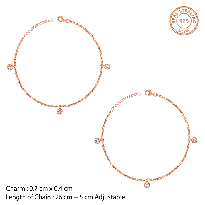 Rose Gold Luna Dot Anklet - Image 4