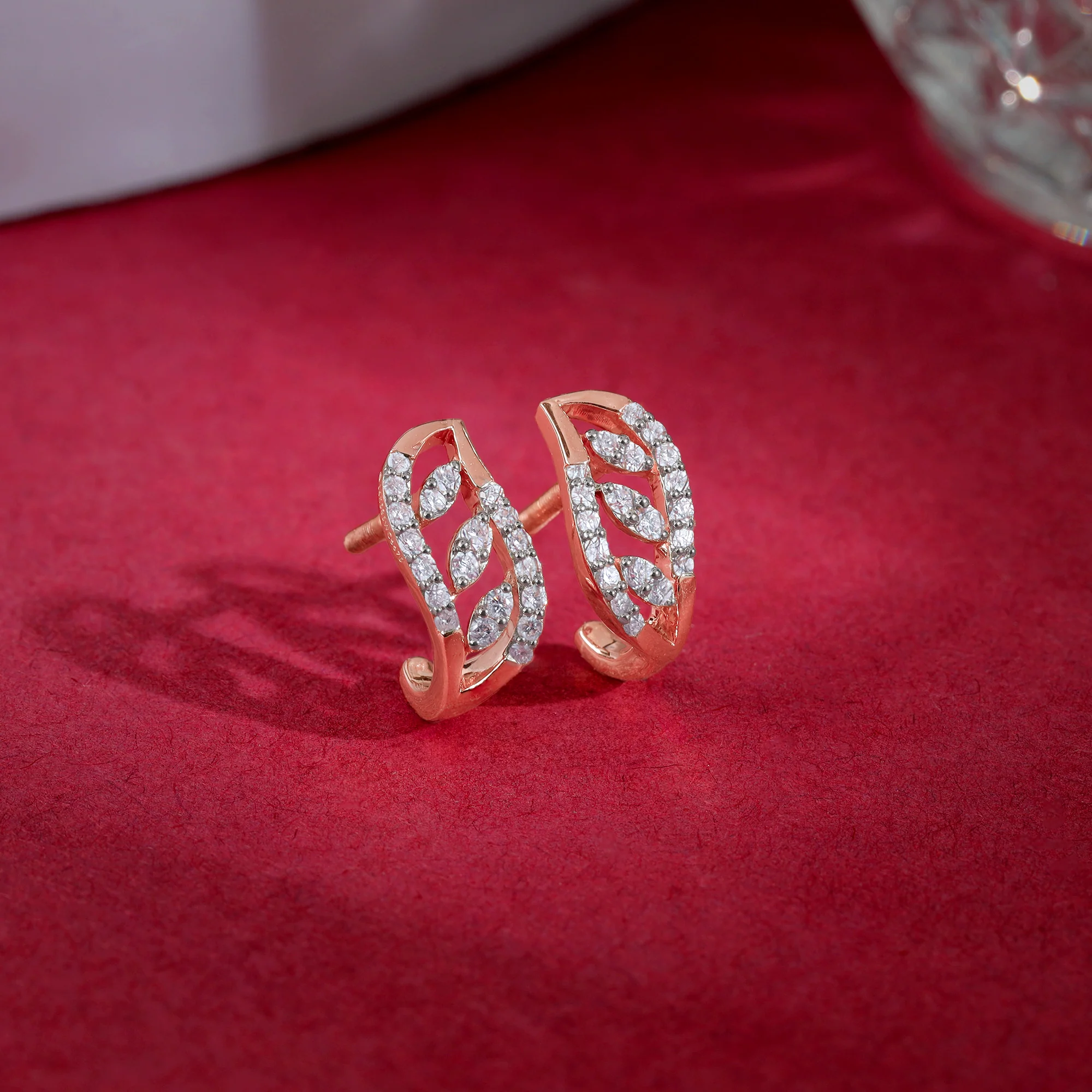 Rose Gold Luna J-hoop Lab Grown Diamond Earrings - Image 2