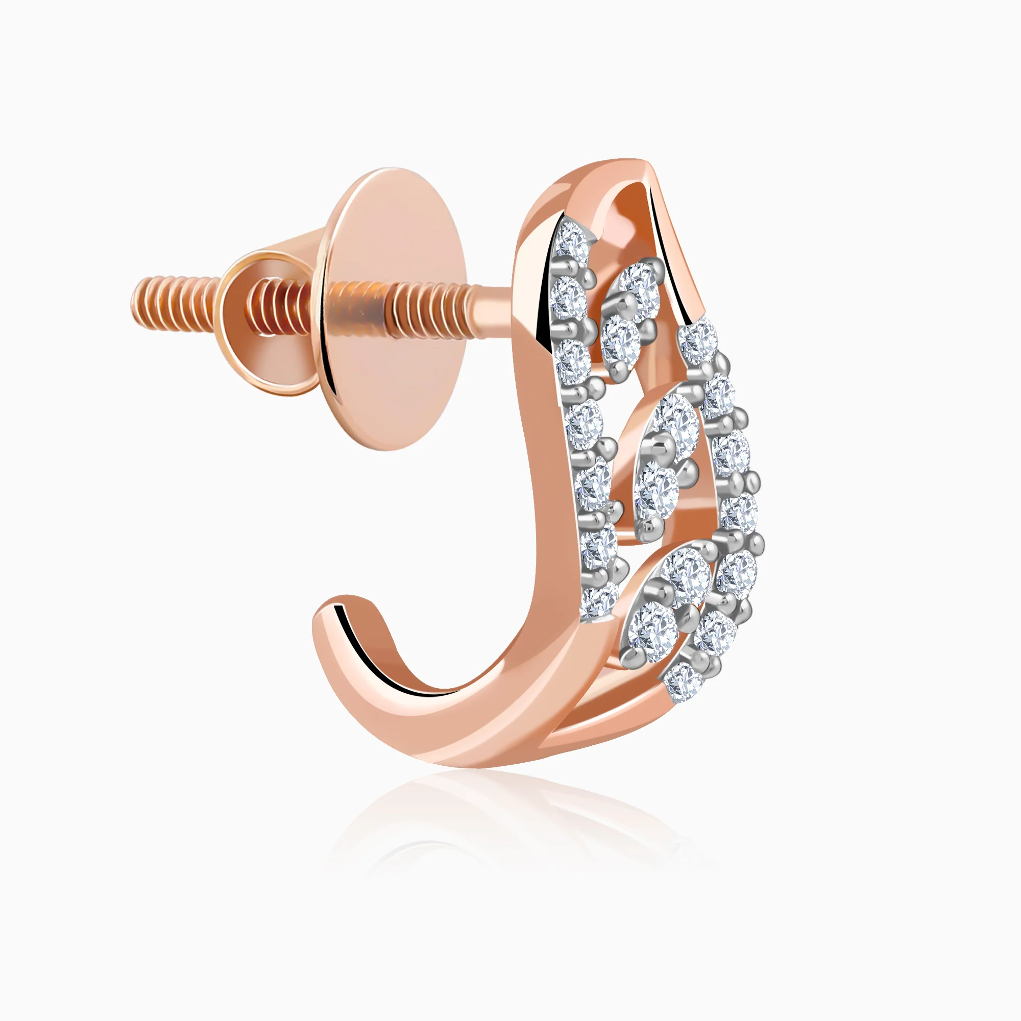 Rose Gold Luna J-hoop Lab Grown Diamond Earrings - Image 4