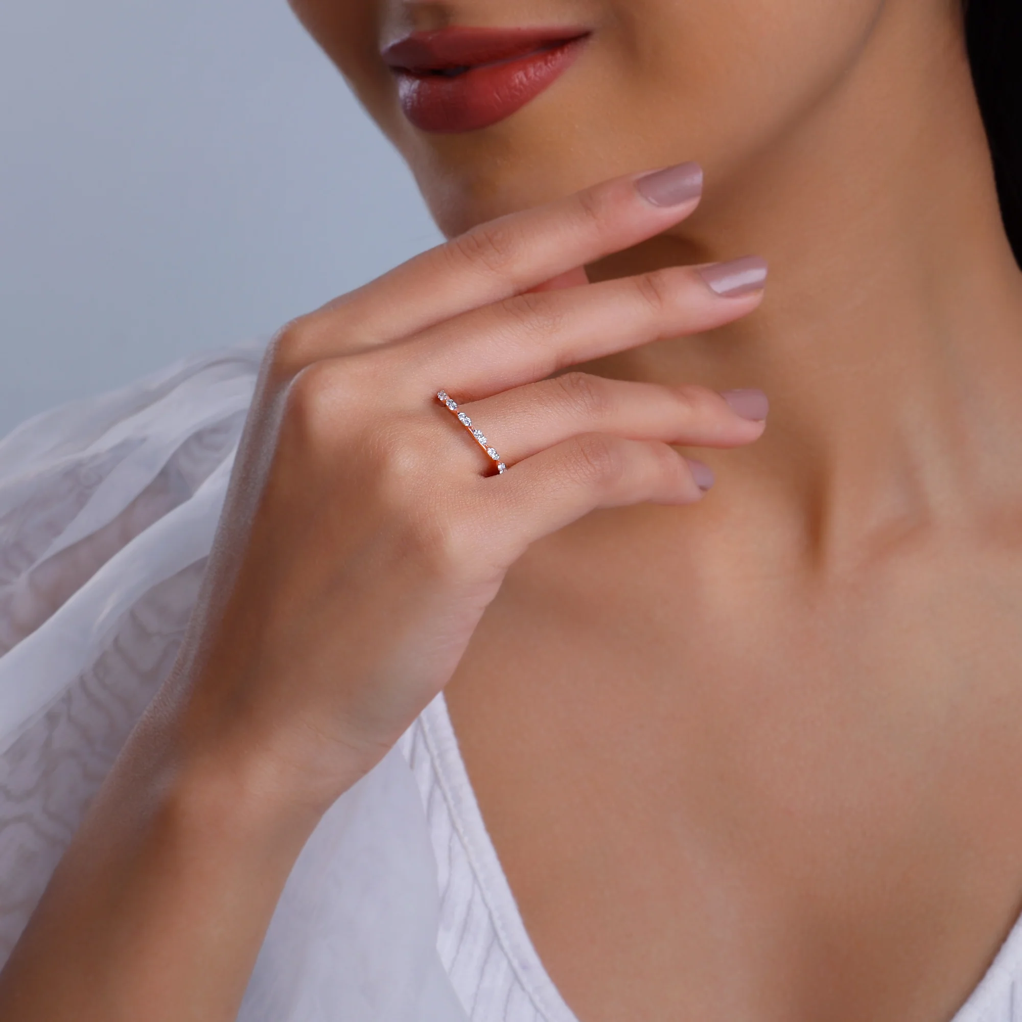 Rose Gold Lunar Circle Diamond Ring - Image 3