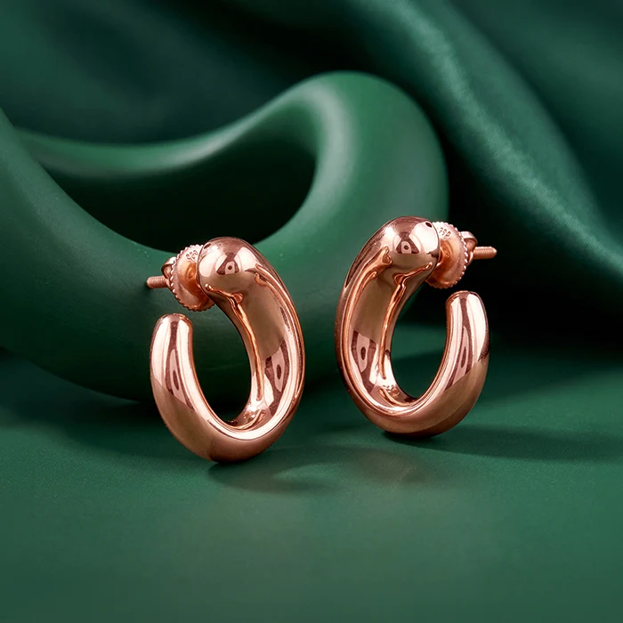 Rose Gold Lyric U Hoops - Image 2