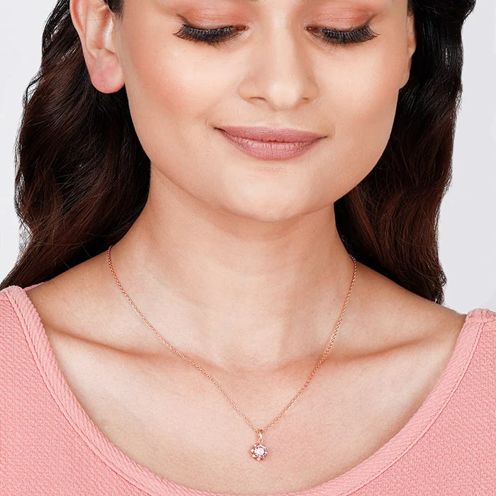 Rose Gold May You Always Bloom Pendant With Link Chain - Image 3
