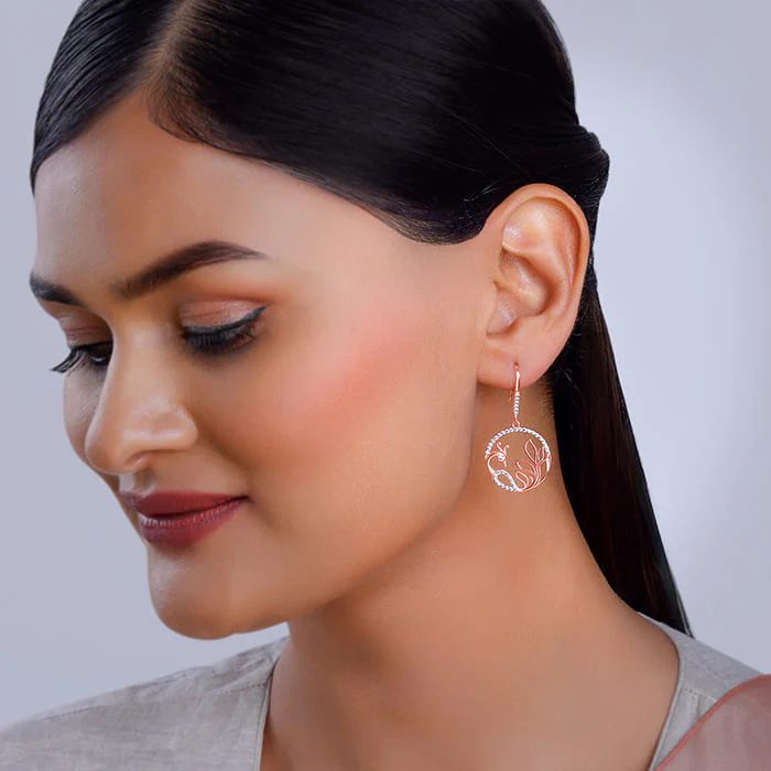 Rose Gold Mayura Hoop Earrings - Image 3