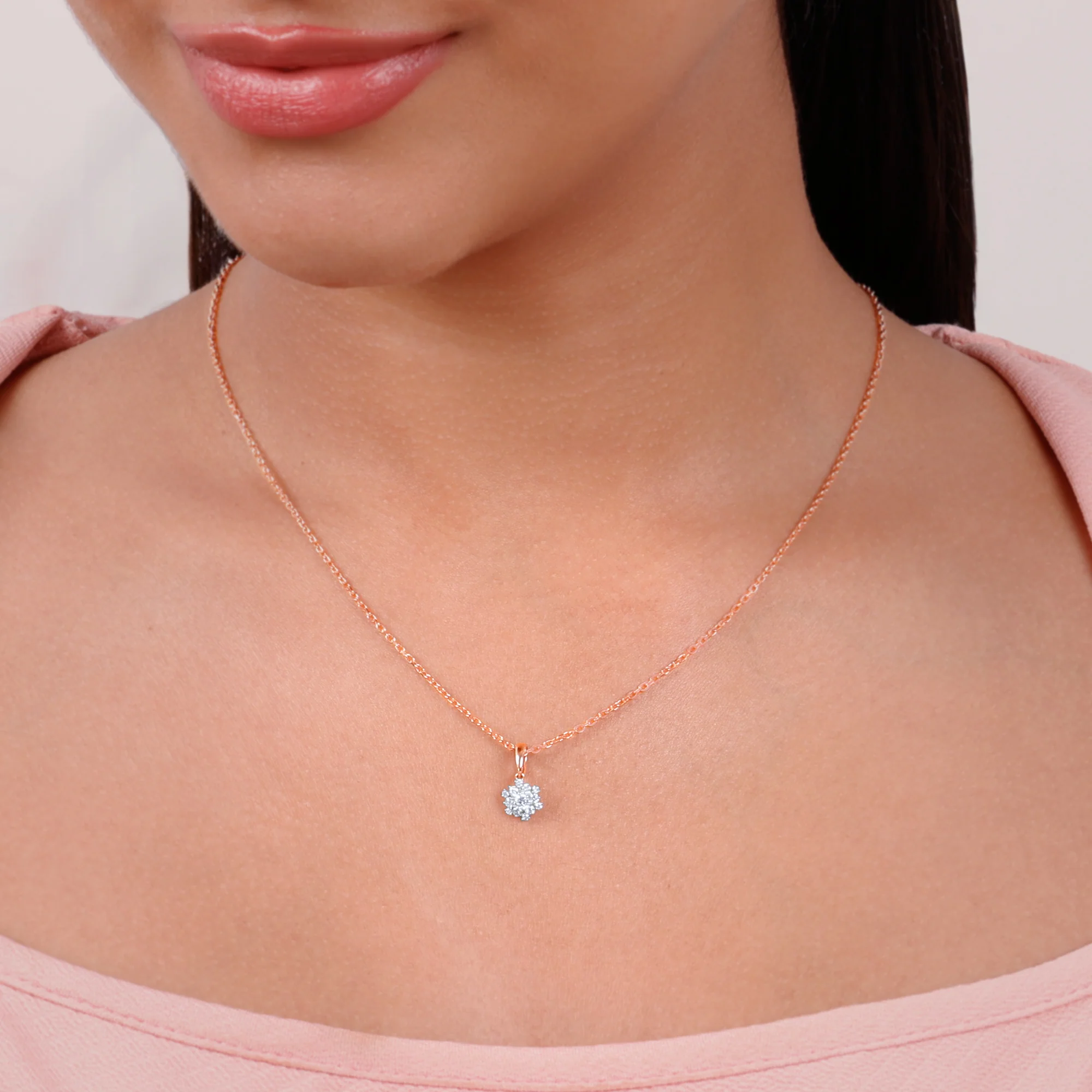 Rose Gold Mesmerising Snowflake Lab Grown Diamond Pendant - Image 3