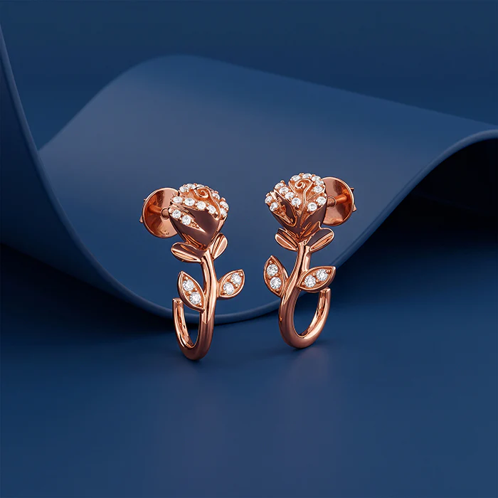 Rose Gold Mini Rosebud Earrings - Image 2