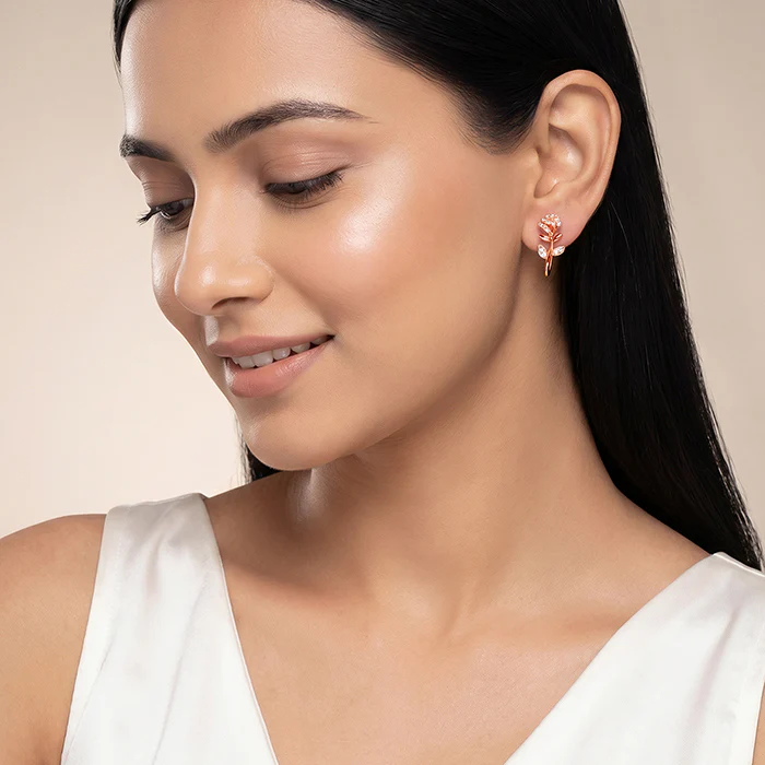 Rose Gold Mini Rosebud Earrings - Image 3